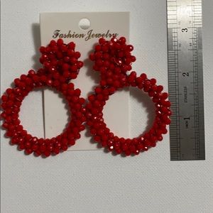 Red beads earrings
